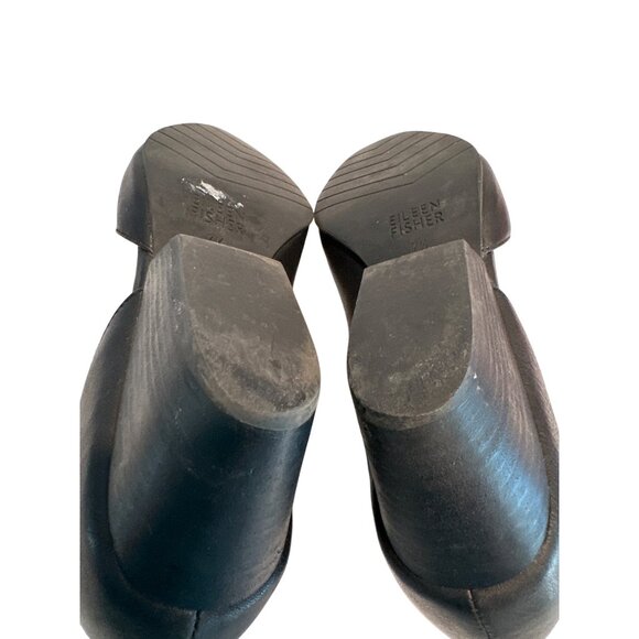 Eileen Fisher Lily Half D'Orsay Leather Black Pumps Women's Size 7.5 - Picture 11 of 13